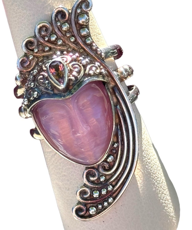 Stunning RARE Sajen Amethyst & pink Fibrr optic Sterling silver Art Deco Goddess