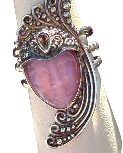Stunning RARE Sajen Amethyst & pink Fibrr optic Sterling silver Art Deco Goddess