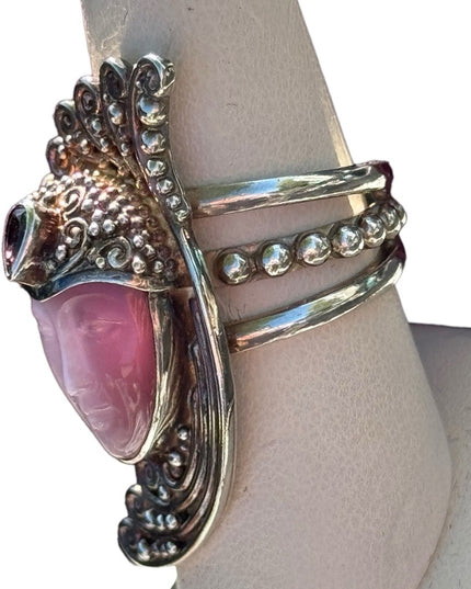 Stunning RARE Sajen Amethyst & pink Fibrr optic Sterling silver Art Deco Goddess