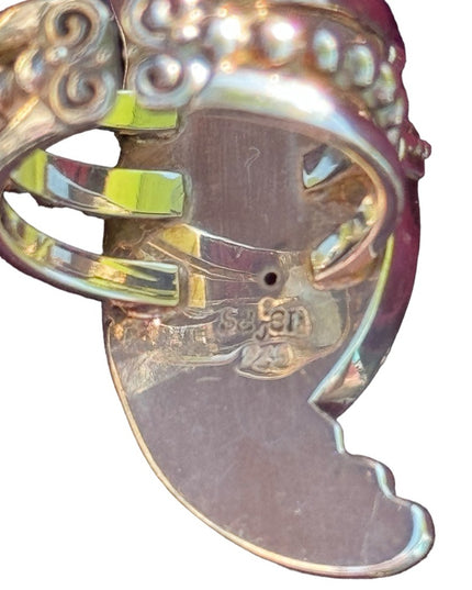Stunning RARE Sajen Amethyst & pink Fibrr optic Sterling silver Art Deco Goddess