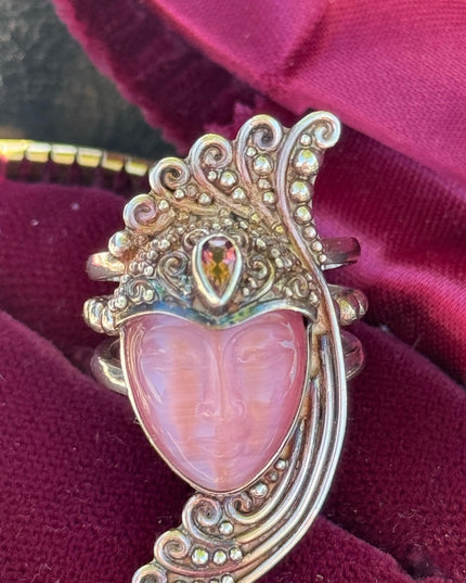 Stunning RARE Sajen Amethyst & pink Fibrr optic Sterling silver Art Deco Goddess