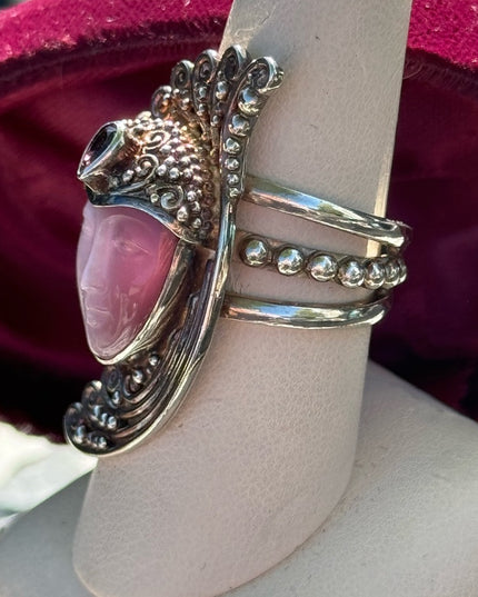 Stunning RARE Sajen Amethyst & pink Fibrr optic Sterling silver Art Deco Goddess