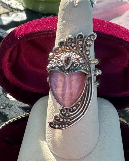Stunning RARE Sajen Amethyst & pink Fibrr optic Sterling silver Art Deco Goddess