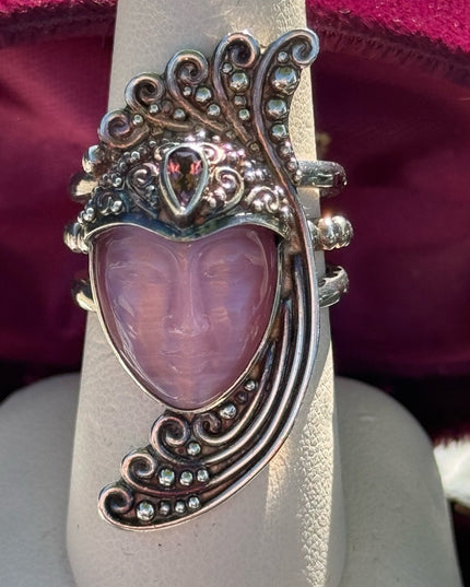 Stunning RARE Sajen Amethyst & pink Fibrr optic Sterling silver Art Deco Goddess