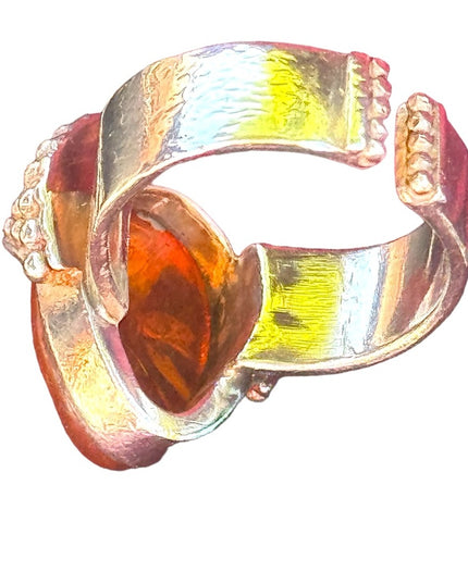 RARE SAJEN 925 AMBER FIBER OPTIC GLASS GODDESS HEADRESS GARNET sterling silver