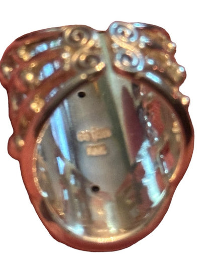 RARE Sajen Sterling silver ring goddess moon Druzy black onyx topaz Balenisian