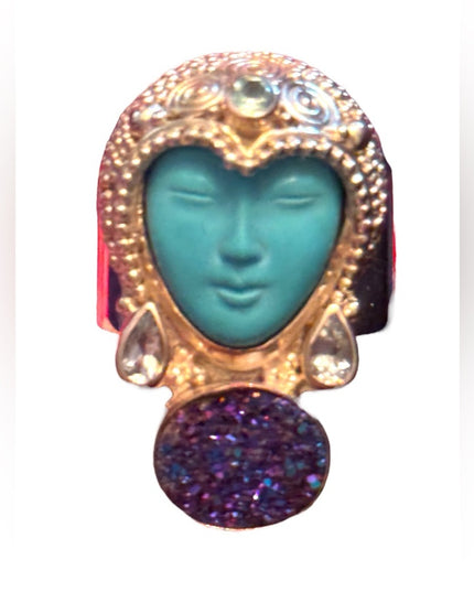 RARE Sajen Sterling silver ring goddess druzy turquoise topaz Balenisian