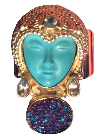RARE Sajen Sterling silver ring goddess druzy turquoise topaz Balenisian