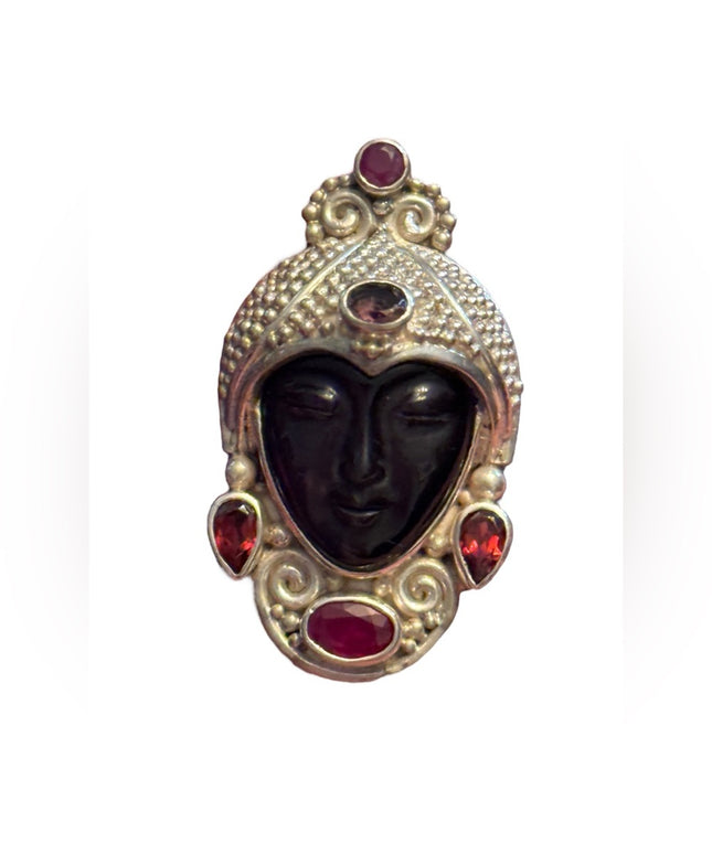 RARE Sajen Sterling silver ring goddess black onyx citrine garnet amethyst