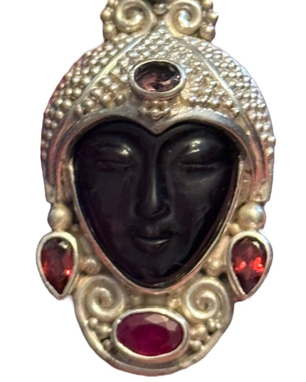 RARE Sajen Sterling silver ring goddess black onyx citrine garnet amethyst