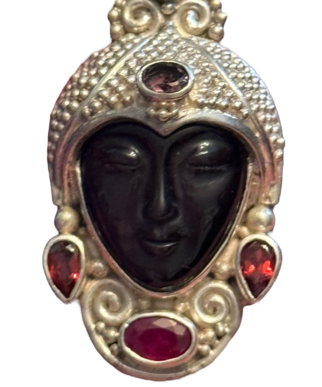 RARE Sajen Sterling silver ring goddess black onyx citrine garnet amethyst