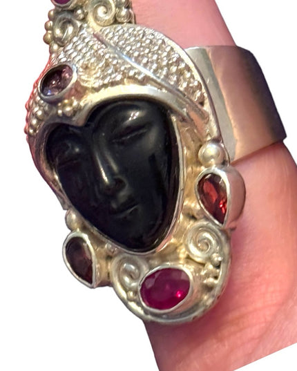 RARE Sajen Sterling silver ring goddess black onyx citrine garnet amethyst