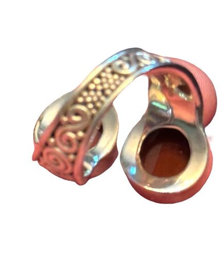 RARE Sajen Sterling silver ring moonface red jasper moon face Balenisian