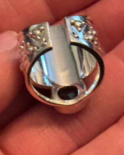 RARE Sajen Sterling silver ring moonface Goddess Druzy, Garnet Sterling Silver