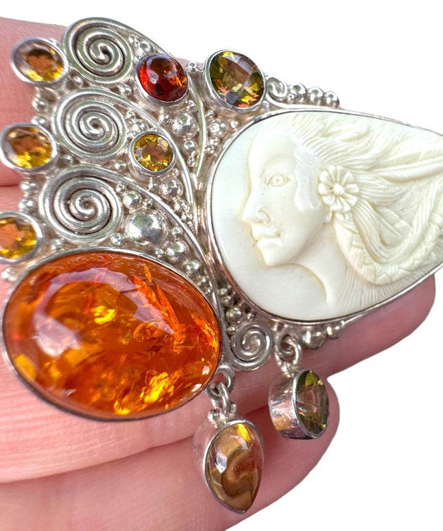 RARE  Sajen 925 Sterling silver brooch pendant Goddess
