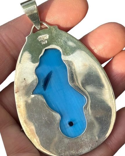 RARE  Sajen 925 Sterling silver  pendant Seahorse Abalone handmade Bali