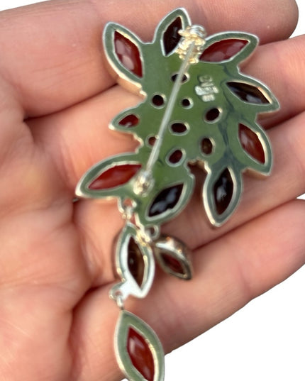 RARE  Sajen 925 Sterling silver brooch pendant Quartz citrine garnet carnelian