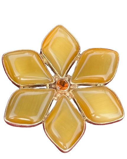 RARE  Sajen 925 Sterling silver brooch  flower Gemstone