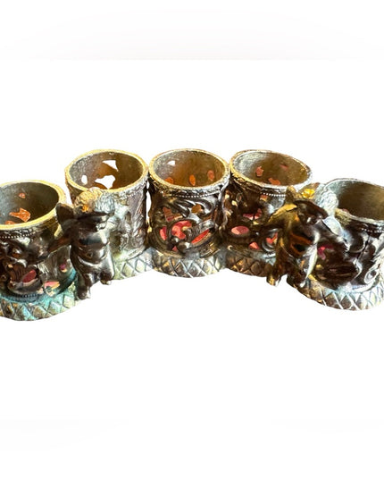 Vintage 1950s Hollywood regency Gold cherub lipstick holder solid brass