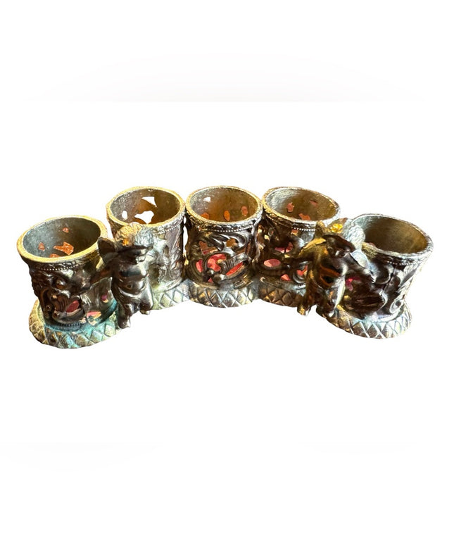 Vintage 1950s Hollywood regency Gold cherub lipstick holder solid brass