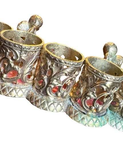 Vintage 1950s Hollywood regency Gold cherub lipstick holder solid brass