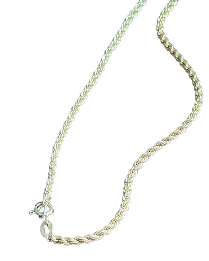 Vintage  gold plate raw citrine druzy pendant & gold plt sterling rope chain