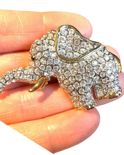 Lovely Butler Gold plate Elephant australian crystal facination brooch