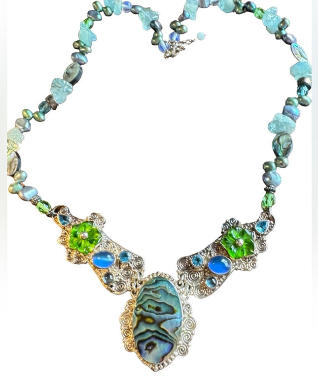 RARE Sajen 925 sterling silver 925 Gemstone fancy necklace