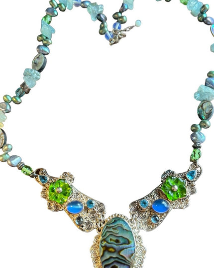RARE Sajen 925 sterling silver 925 Gemstone fancy necklace