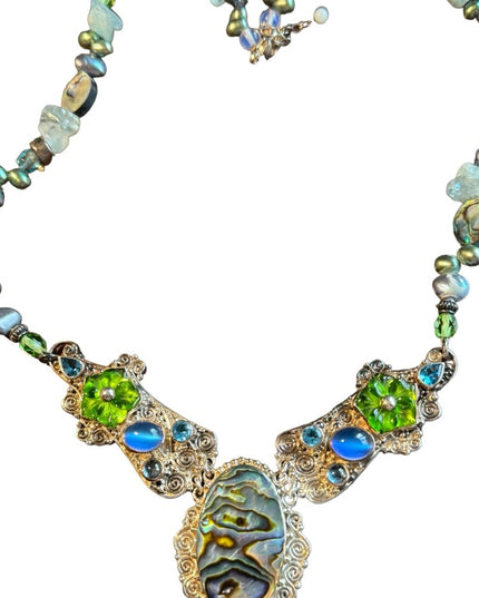 RARE Sajen 925 sterling silver 925 Gemstone fancy necklace