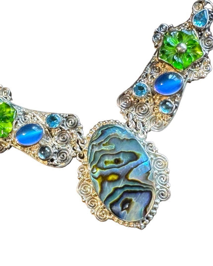 RARE Sajen 925 sterling silver 925 Gemstone fancy necklace