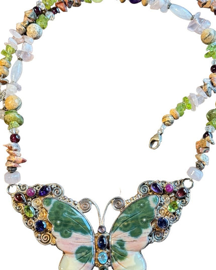 RARE Sajen 925 sterling silver 925 Gemstone fancy butterfly necklace