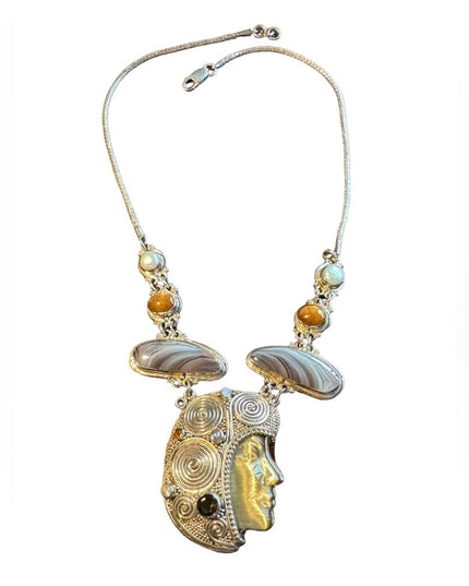 RARE Sajen 925 sterling silver 925 Gemstone fancy goddess necklace