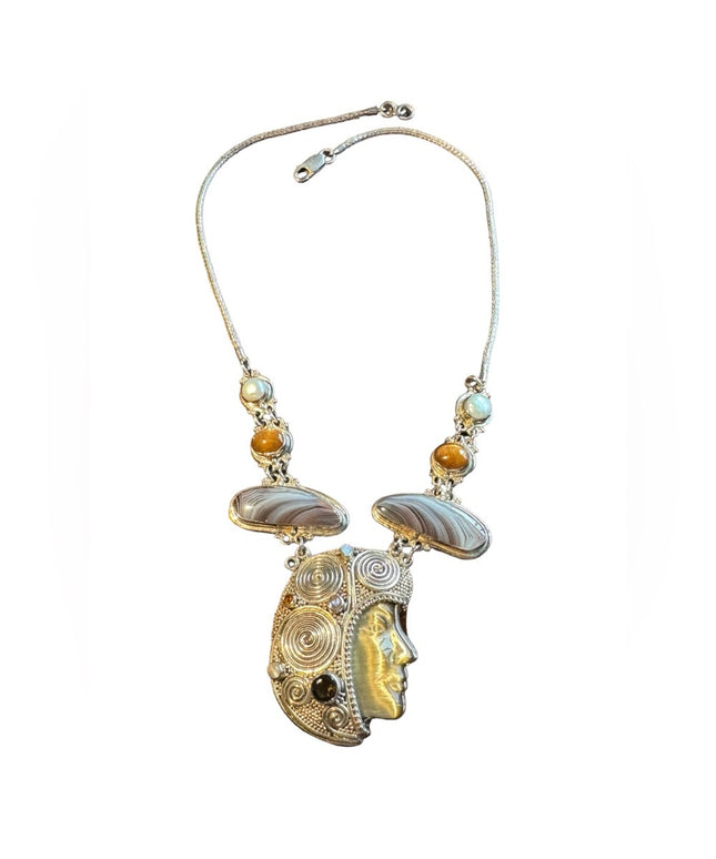 RARE Sajen 925 sterling silver 925 Gemstone fancy goddess necklace