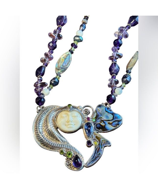 RARE Sajen 925 sterling silver 925 Gemstone fancy goddess necklace