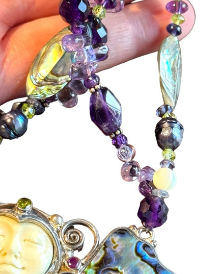 RARE Sajen 925 sterling silver 925 Gemstone fancy goddess necklace