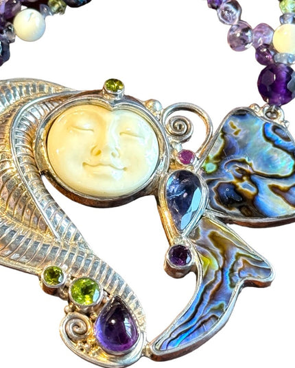 RARE Sajen 925 sterling silver 925 Gemstone fancy goddess necklace