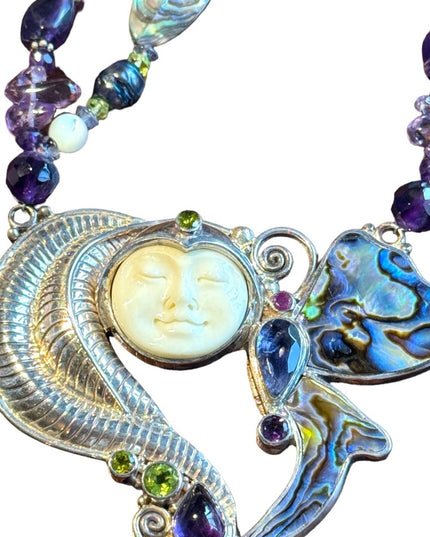 RARE Sajen 925 sterling silver 925 Gemstone fancy goddess necklace
