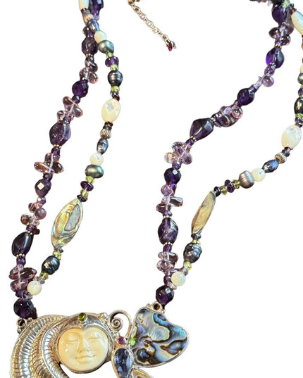 RARE Sajen 925 sterling silver 925 Gemstone fancy goddess necklace