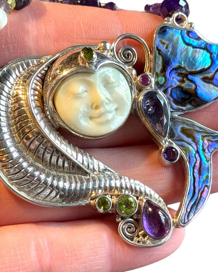 RARE Sajen 925 sterling silver 925 Gemstone fancy goddess necklace