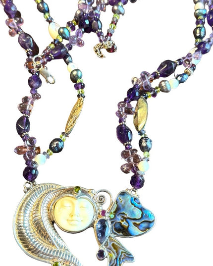 RARE Sajen 925 sterling silver 925 Gemstone fancy goddess necklace
