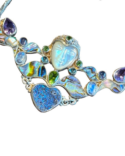 RARE Sajen 925 sterling silver 925 Gemstone fancy goddess necklace