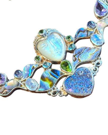 RARE Sajen 925 sterling silver 925 Gemstone fancy goddess necklace