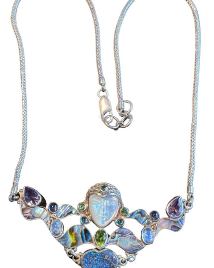 RARE Sajen 925 sterling silver 925 Gemstone fancy goddess necklace