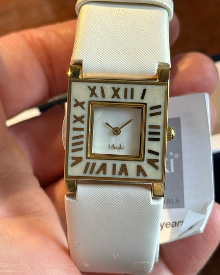 MISAKI with box Barletta watch white leather band