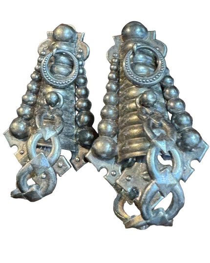 RARE Vintage Zoe Costas France couture modernist metal earrings medieval