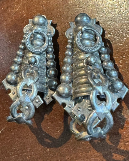 RARE Vintage Zoe Costas France couture modernist metal earrings medieval