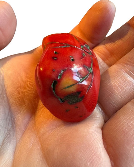 2" China Red coral auspicious Longevity god Shou Xing statue Amulet Pendant
