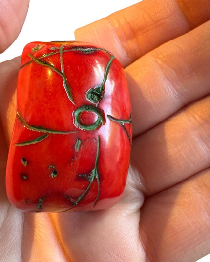 2" China Red coral auspicious Longevity god Shou Xing statue Amulet Pendant