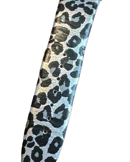 Betsy Johnson silver black Leapord printed leather strap fancy watch